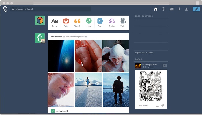 Painel do Tumblr